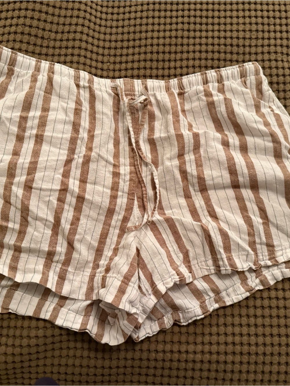 Women’s Cream and Brown Striped Shorts
